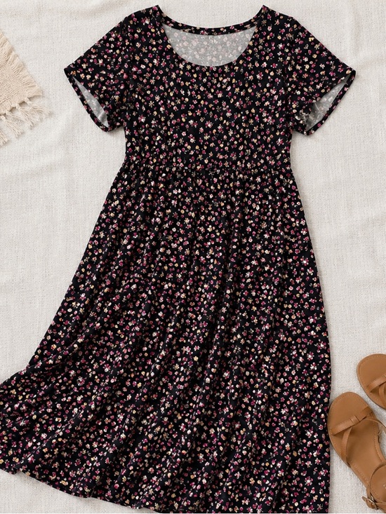 Popyoung Dresses & Skirts - Popyoung Maxi Dress 2X Black Pink Floral Empire Waist Pockets NWT Autumn Wedding